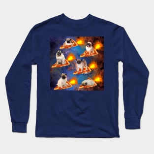 Pugs in Space Riding Pizza Long Sleeve T-Shirt